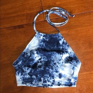 blue marble halter crop top
